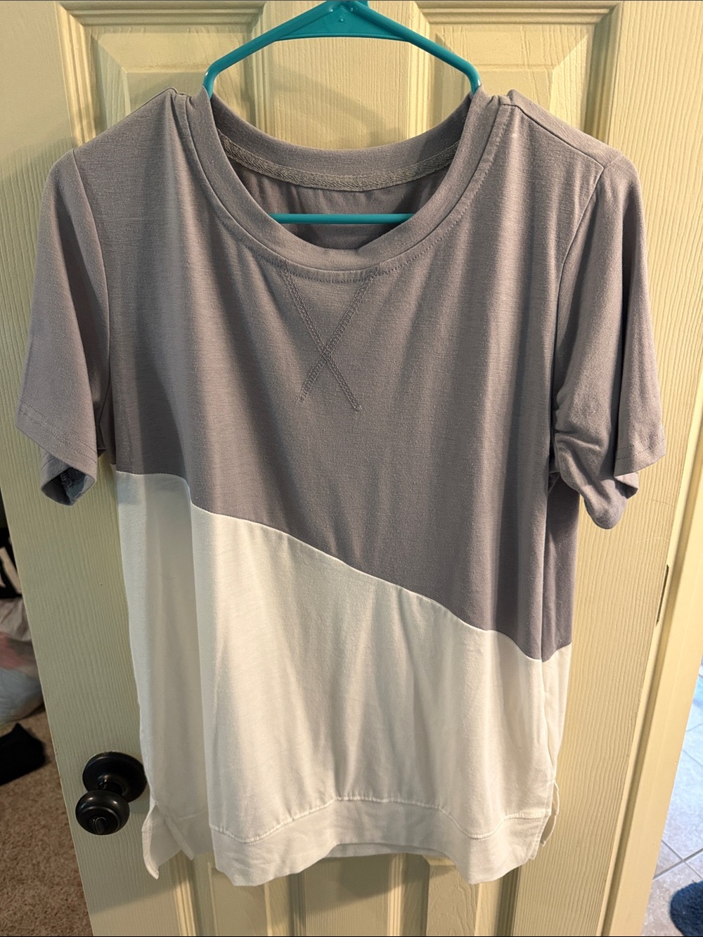 Nameless Two-Tone Gray & White Diagonal Tee
